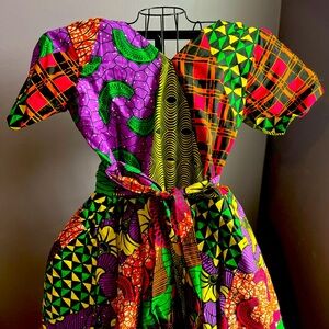 Ankara African Print A-Line Dress – Size 10, Knee-Length, Fun & Flirty!